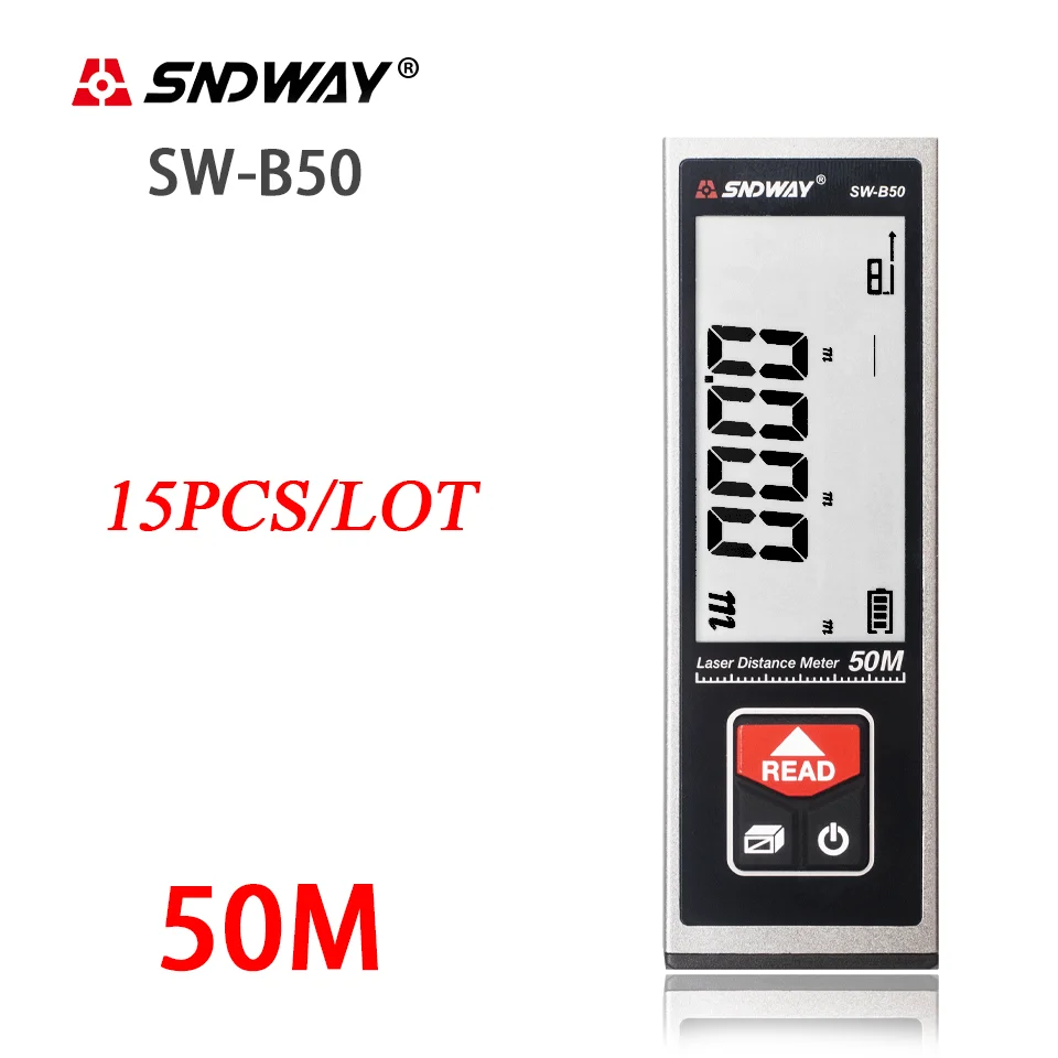

15 PCS/LOT laser rangefinder hand held rangefinder digital rangefinder electronic space measuring device sw-b50