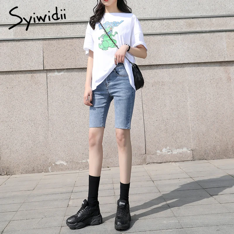 Женские джинсовые шорты с завышенной талией черные облегающие повседневные в