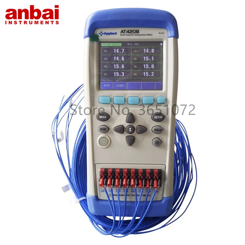 Многоканальный регистратор данных Anbai AT4208 с экраном 3 5 дюйма TFT LCD + 8 термопар на