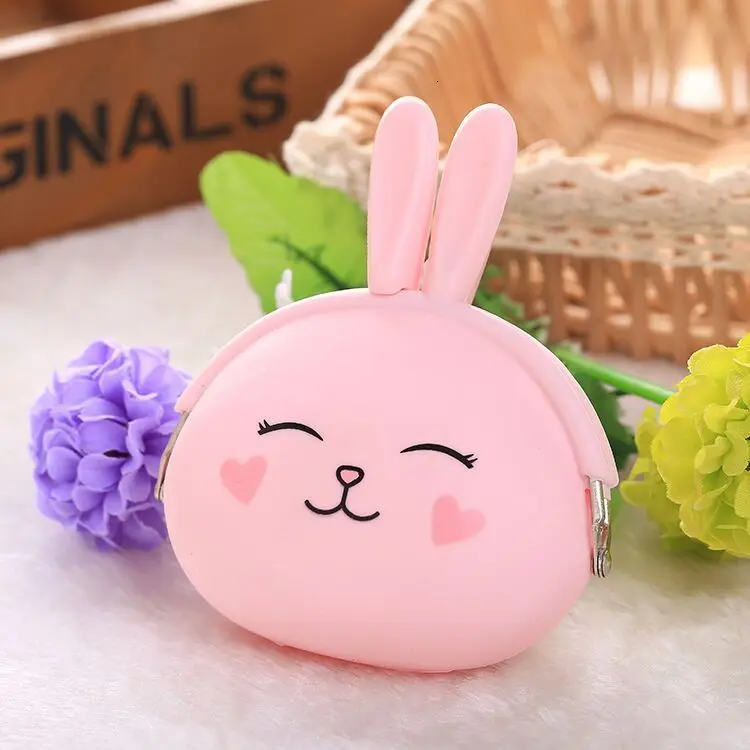 

NEW Fashion Coin Purse Lovely Kawaii Cartoon Rabbit Pouch Women Girls Small Wallet Soft Silicone Bluetooth earphone Bag Gift #YT