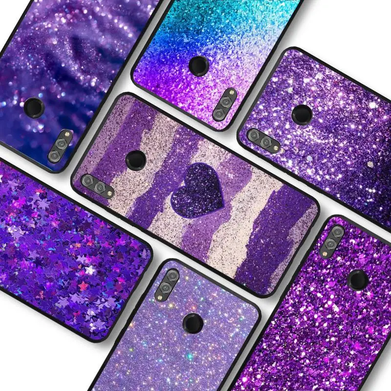 

Love Purple Glitter wave Phone Case For Huawei honor 10Lite 10i 20 8x 10 Funda for Honor 9lite 9xpro Back Coque