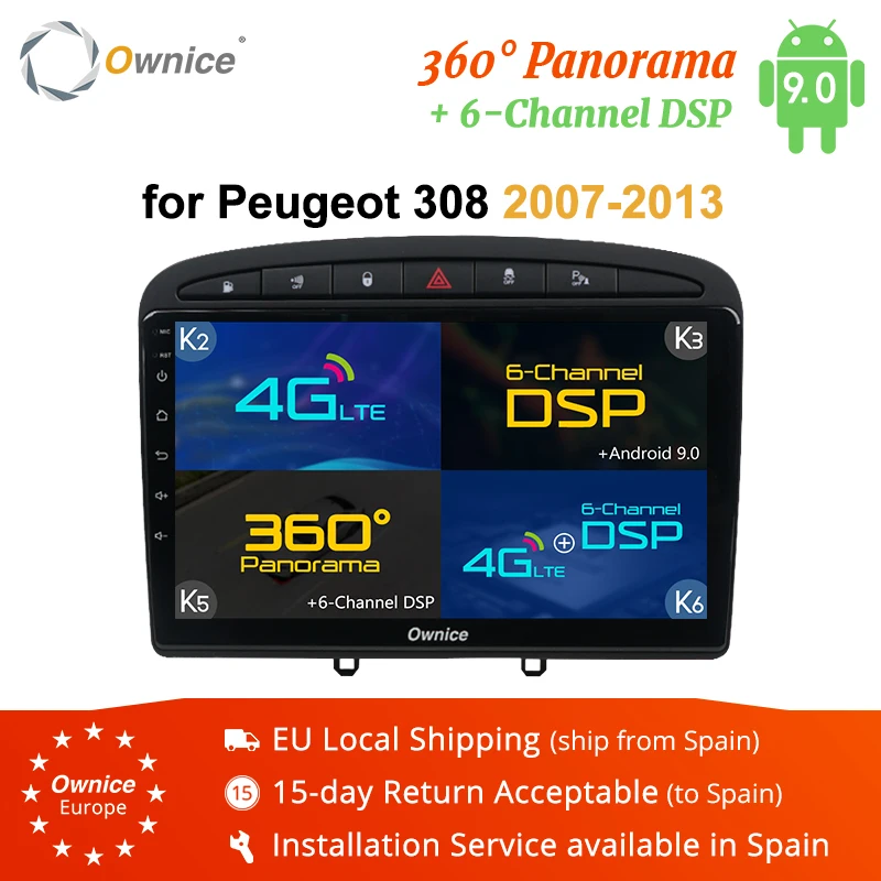 Автомобильный dvd плеер Ownice 2 din Android 4 0 Авторадио для PEUGEOT 308 408 2008 2009 2010 2011 k3 k5 k6 GPS