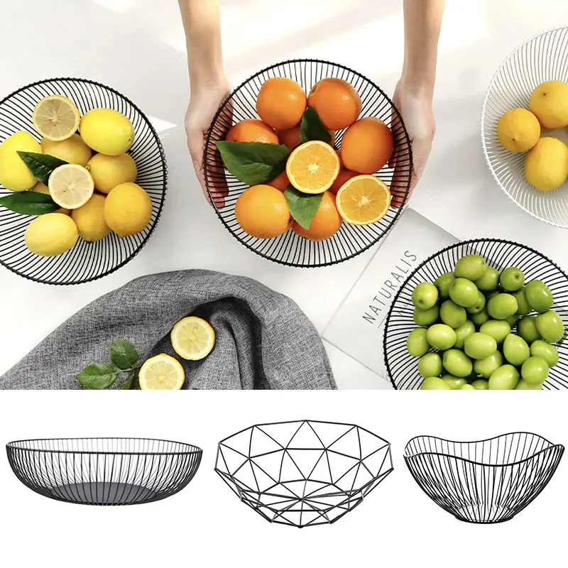 

Creative Irregular Desktop Fruit Basket Kitchen Iron Snacks Candy Storage Bowl Drainer Fruit Plate Sundries Organizer for Home