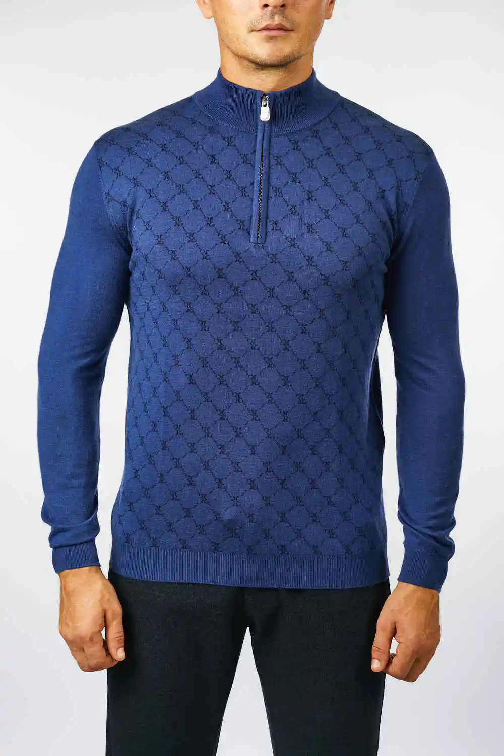 

Мужской кашемировый свитер с длинным рукавом, с геометрическим узором