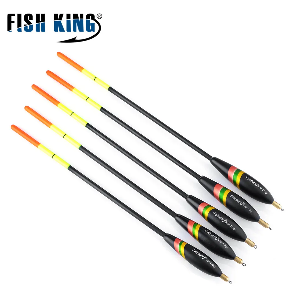 FISH KING 5 styles Barguzinsky Fir Bobber Fishing Float Mixed Size 20cm-26.5cm Copper Lead Ocean Rock Buoy Carp Fishing Tackle