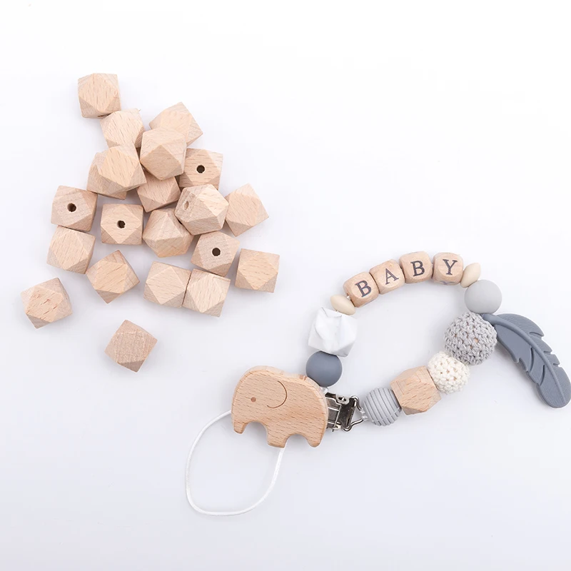 

50PCS Beech Wood Beads Baby Room Decor DIY Hanging Ornaments Wood Octagonal Beads With Hole Handmade Pendant Home Nursery Decor
