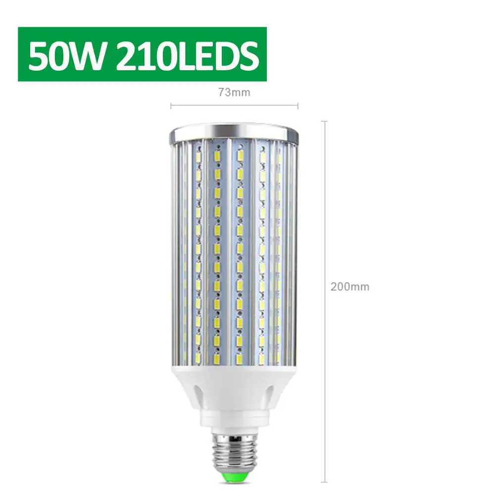 50W 210LEDS Алюминиевый светодиодный светильник для супер светильник большой площади 10 Вт-50 Вт мощная кукурузная лампа E27 Светодиодный светильник 5730 SMD 110 В 220 в украшение дома - Испускаемый цвет: 50W 210LEDS