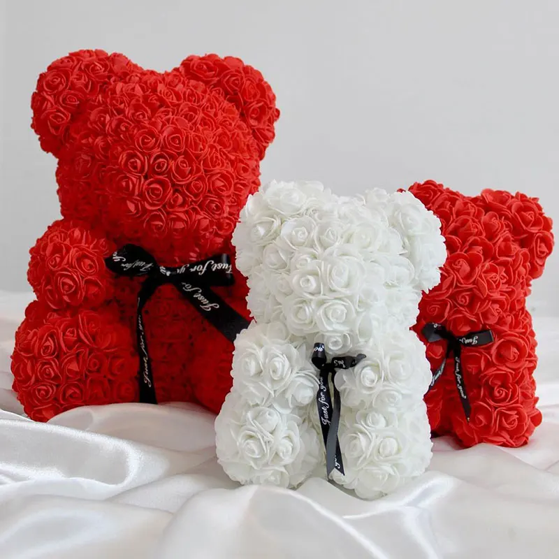 

25/40cm Rose Teddy Bears PE Flower Rose Bear Valentine's Day For Girlfriend Women Wife Mother's Day Gifts Home Decor Wedding