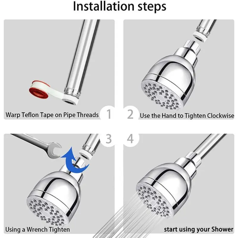 

High Pressure Shower Head Anti-leak Fixed Showerhead with Adjustable Swivel Ball