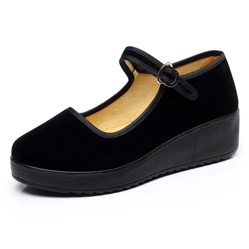 

Women's Black Cloth Shoes Old Beijing Women's Heel Anti Slip Soft Soled Work Shoes