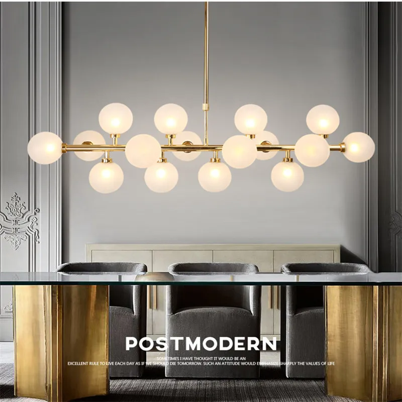 Nordic art led magic bean chandelier modern minimalist milk white molecular dining room living room glass ball chandelier