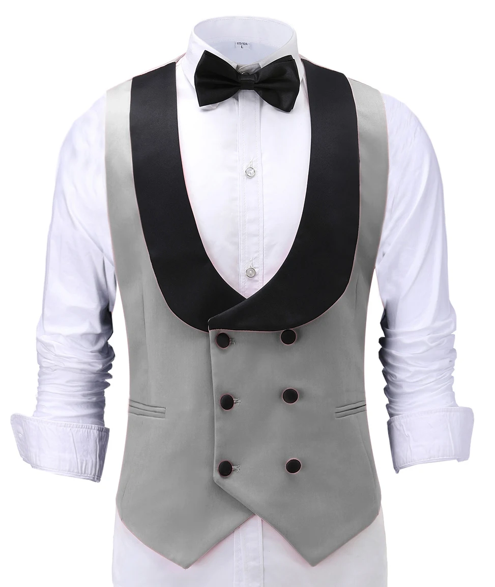 

Black Formal Waistcoat Men Slim Fit Leisure U-Neck Gentleman Beckham Business Vest Male for Wedding Groomsmen Customize)