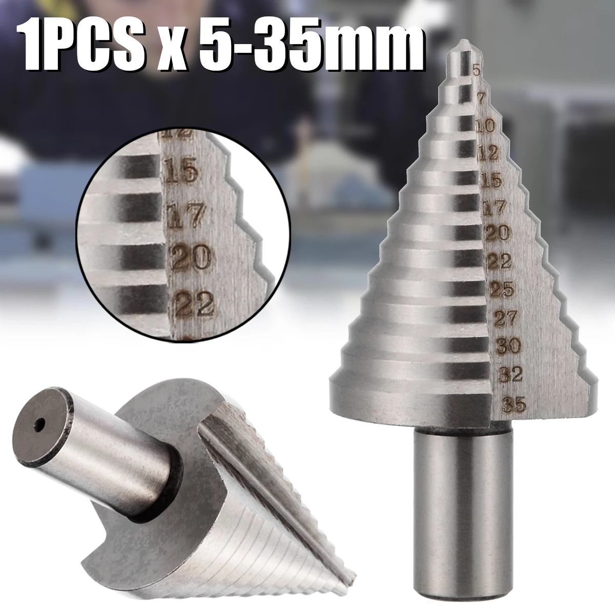 

1Pcs HSS Step Cone Drill Bit Triangle Round Shank Spiral Grooved Wood Hole Cutter 5-35mm For Wood Steel Hand Drill Bit