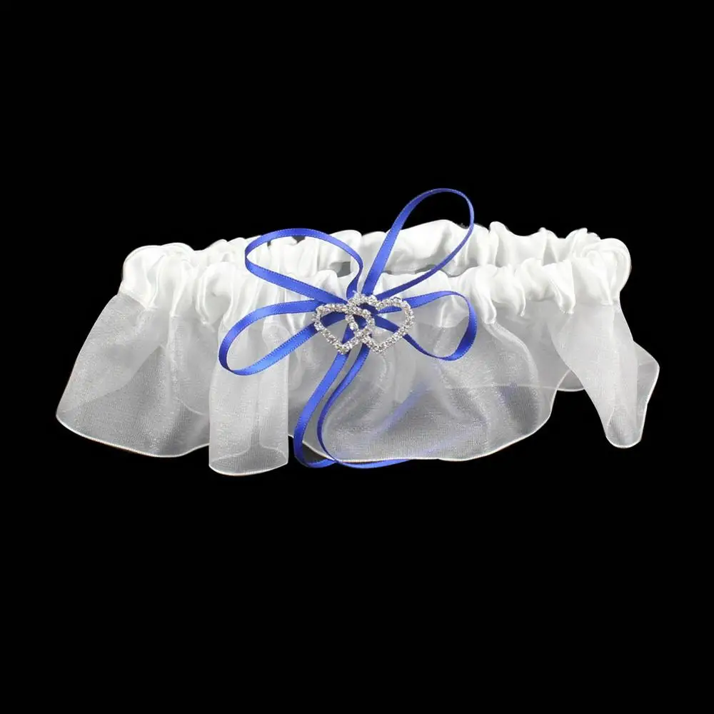 OurWarm 20cm Wedding Pillow Cushion Ring Double Heart Ring Rhinestone Pillows Baptism Wedding Birthday Party Favors Decoration - Цвет: blue
