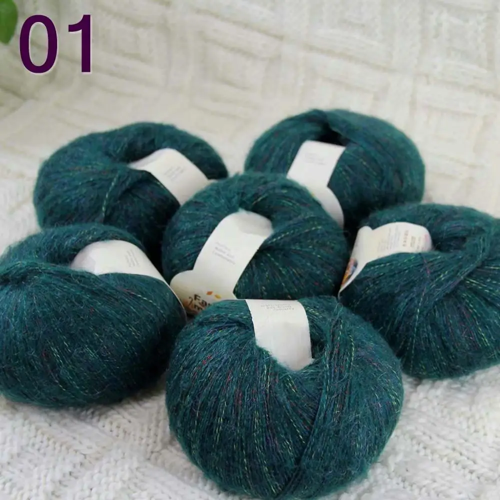 

NEW Luxurious Soft 6balls*50g Crocheting & Knitting MOHAIR wool hand Yarn Knitting 01 Rainbow Dark Green