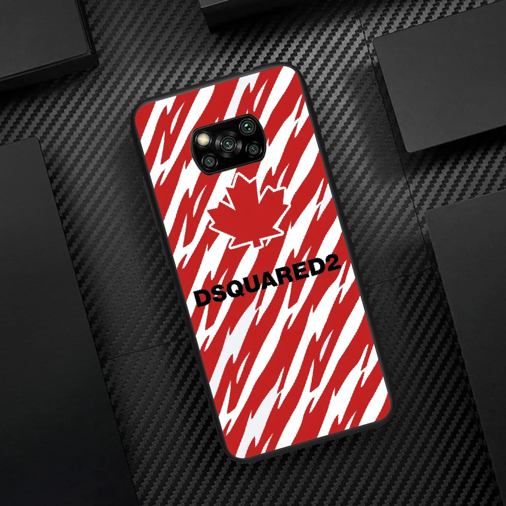 

DSQ2 D2 Fashion Trend Brand Phone Case Cover Hull For Xiaomi Mi A2 A3 8 9 SE 9T 10 10T Lite Pro Ultra Poco X3 black Coque Soft