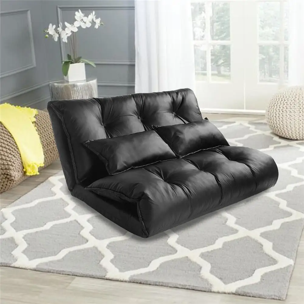 

Leather Floor Chair Adjustable Waterproof Sofa Bed Folding Bed Lounge Floor Mattress Lazy Sofa 5 Different Position With Pillows