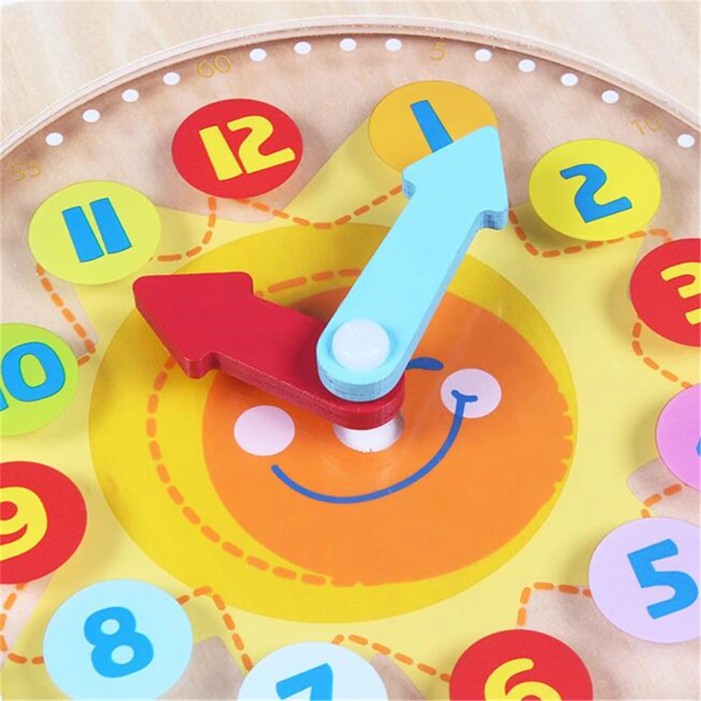 

Children Montessori Wooden Clock Toys Hour Minute Second Cognition Colorful Clocks Toys for Kids Early Preschool Teaching Aids