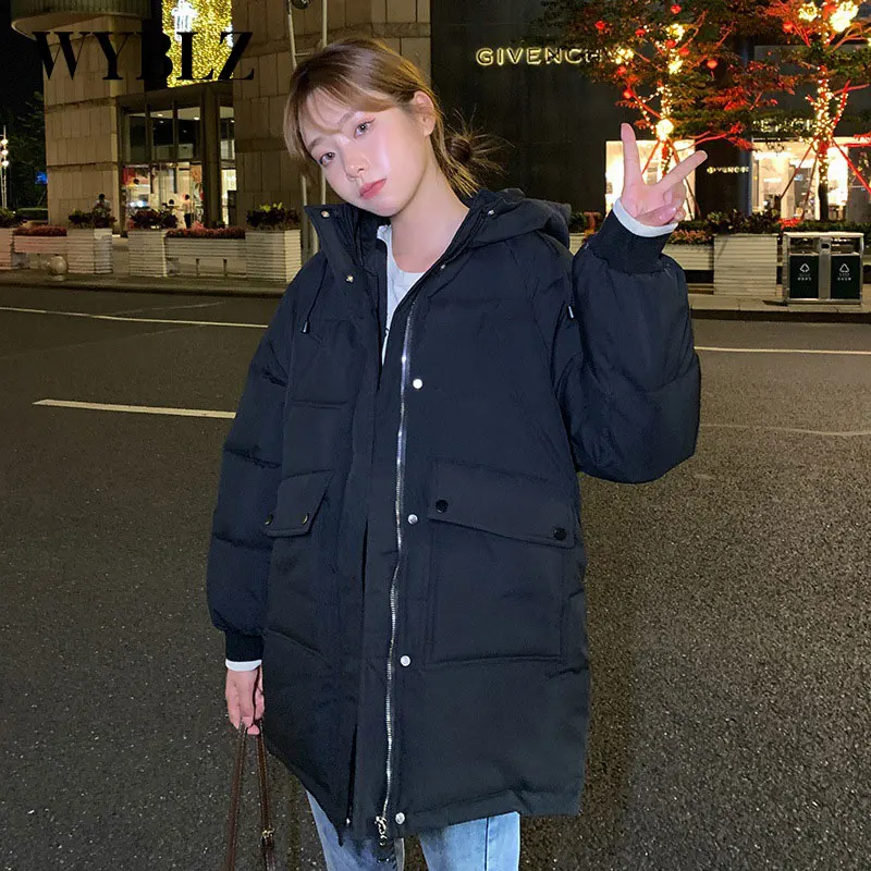 Womens Clothing Winter Coat Loose Thicken Warm Midi Jacket Korean Sweet Slim Padded Female Parkas High Quality Cotton Jackets