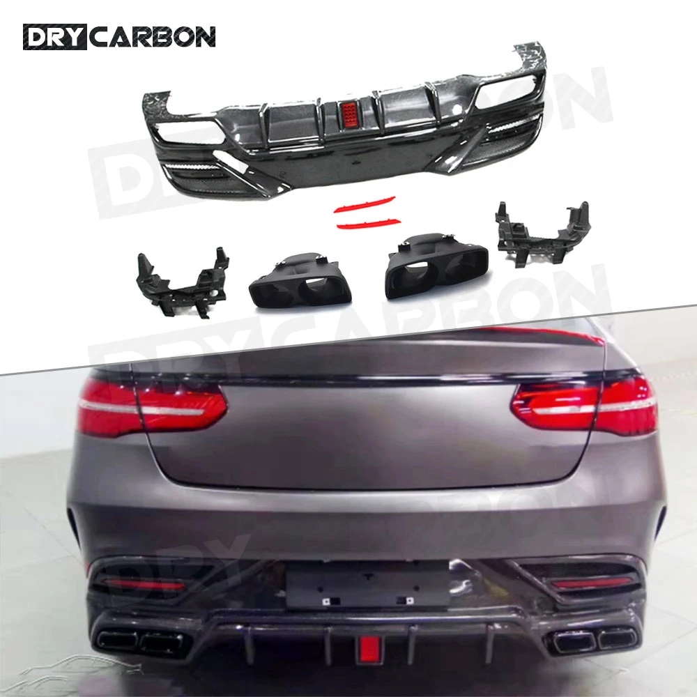 Защитный диффузор для заднего бампера из углеродного волокна для Mercedes Benz GLE Class W292 GLE350 GLE63 AMG Coupe 2016-2019, спойлер для заднего бампера Защитный диффузор для заднего бампера из углеродного волокна для Mercedes Benz GLE Class W292 GLE350 GLE63 AMG Coupe 2016-2019, спойлер для заднего бампера