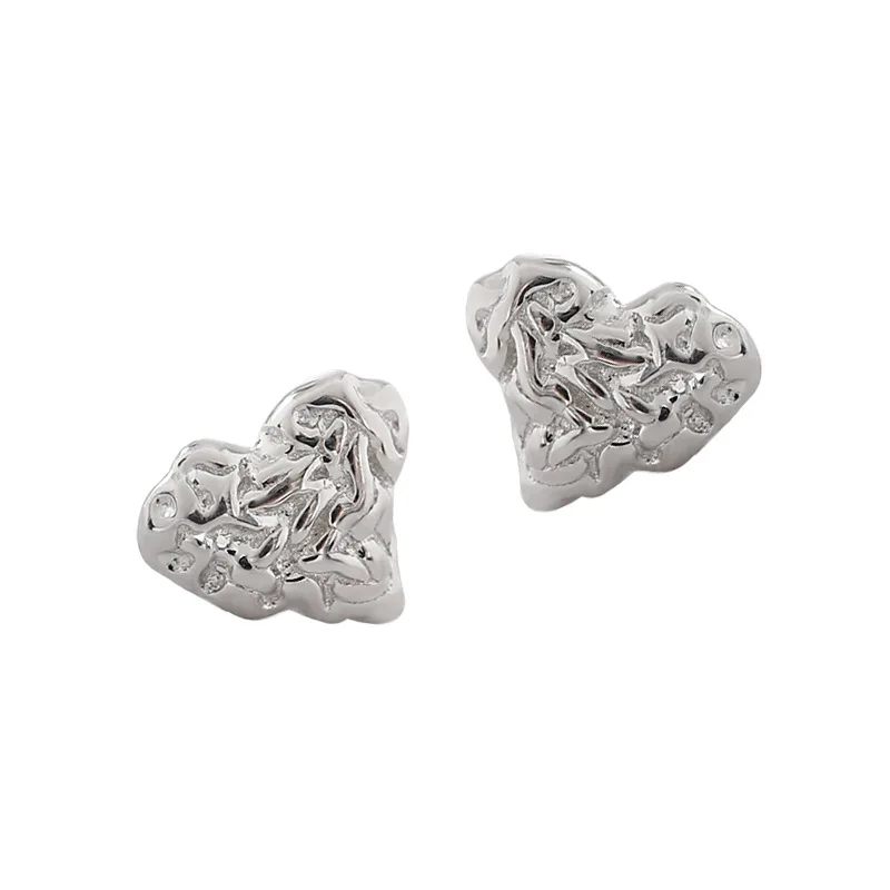 

S'STEEL 925 Sterling Silver Stud Earrings For Women INS Rock Heart Statement Earrings Gold Earing Oorbellen Zilver 925 Jewelry