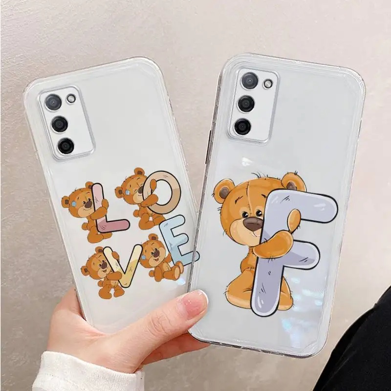 

Luxury bear letters Phone Case For Xiaomi Mi 11 Ultra Lite 10 Redmi Note 9 8 7 9a K30S K40 Pro Transparent Coque