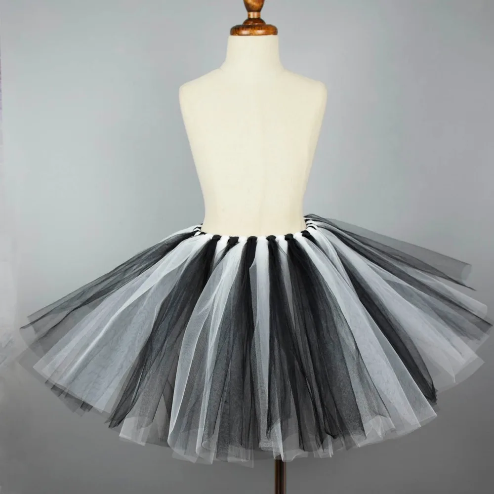 Черно-белая Пышная юбка-пачка юбка для дня рождения маленьких девочек Детская