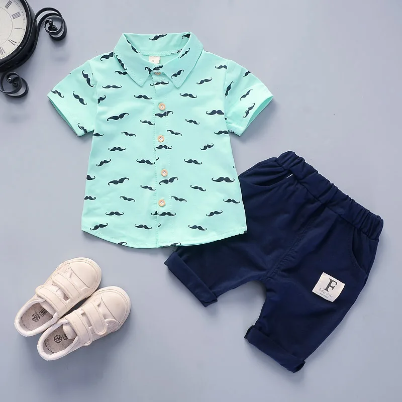 IENENS Summer Baby Boys Shirt Pants Clothing Sets Children Boy's Outfits Suits Kids Toddler Boy Short Sleeves Tops + Shorts 1-5Y |