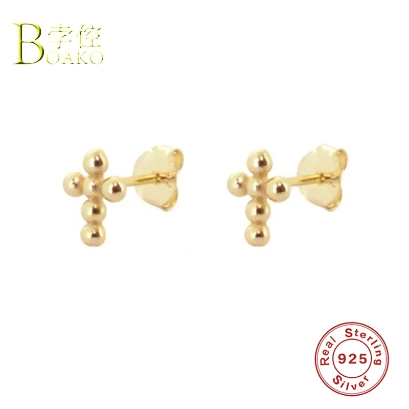 

925 Sterling Silver Earrings For Women Star Cross Earrings Gothic Girl Ear Bone Earring Punk Men Cartilage Piercing aretes B5