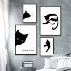Плакаты в простом скандинавском стиле с изображением кота, Картина на холсте, настенные картины, черно-белые картины, украшение для детской комнаты, дома