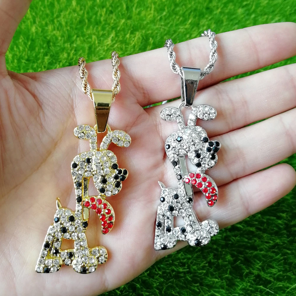 

Ожерелье в стиле хип-хоп с языком из мультфильма «Собака», колье с имитацией стразов, 24-дюймовая цепочка из нержавеющей стали, мужские украш...