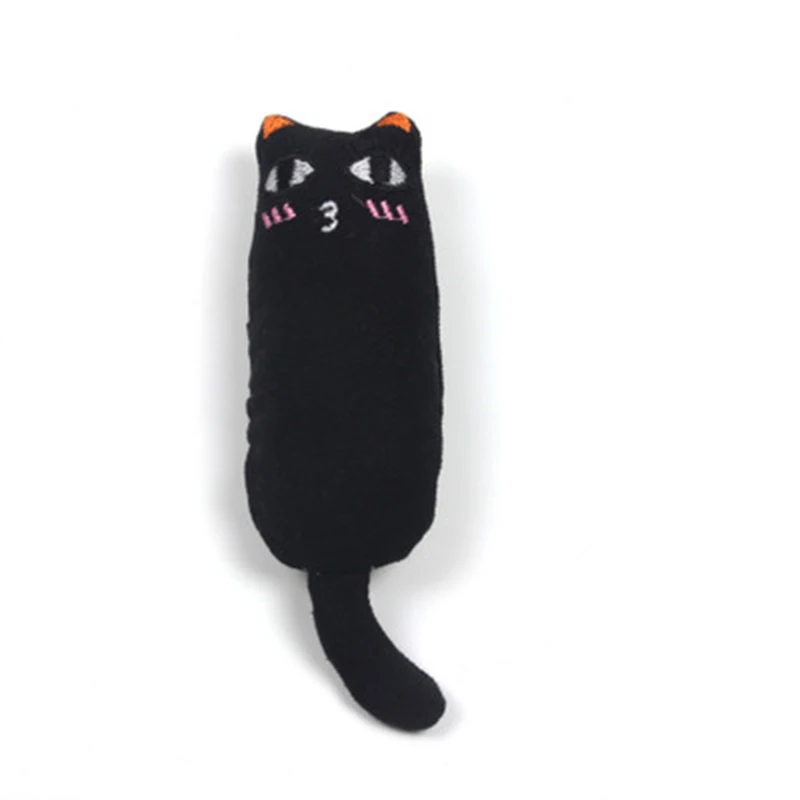 Черный Кот шлифовальные игрушки для кошек Catnip смешной интерактивный плюшевый Кот игрушка котенок жевательная игрушка когти большой палец кусая кошка мята для кошек зубы игрушки - Цвет: Черный