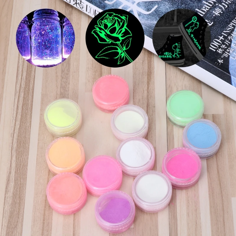 

12 Colors Fluorescent Super Bright Glow-in-the-Dark Powder Pigment DIY Jewelry