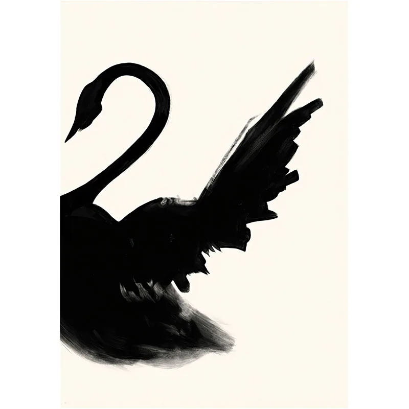 

Nordic Minimalist Abstract Swan Black and White Poster Picture Canvas Wall Art Living Room Home Decoration Painting Mural