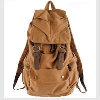 fashion vintage leather military canvas backpack mens backpack school bag drawstring backpack women 2017 bagpack male rucksack