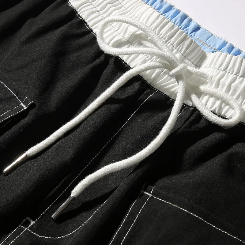 

Techwear Cargo Hip Hop Letter Patchwork Pants Men Calf-length Japan Style Streetwear Trousers Pockets Casual High Street Pants