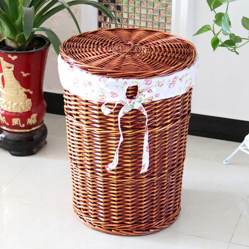 Корзина из ротанга с крышкой для хранения одежды|Корзины белья| |