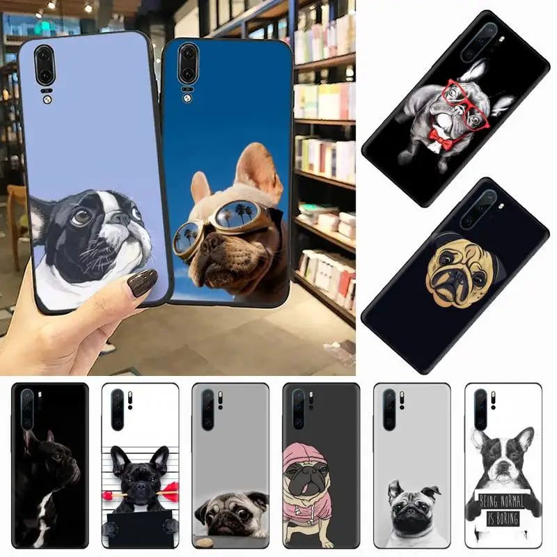 

Cute Funny French Bulldog animal Phone Case For Huawei honor Mate P 10 20 30 40 i 9 8 pro x Lite smart 2019 nova 5t