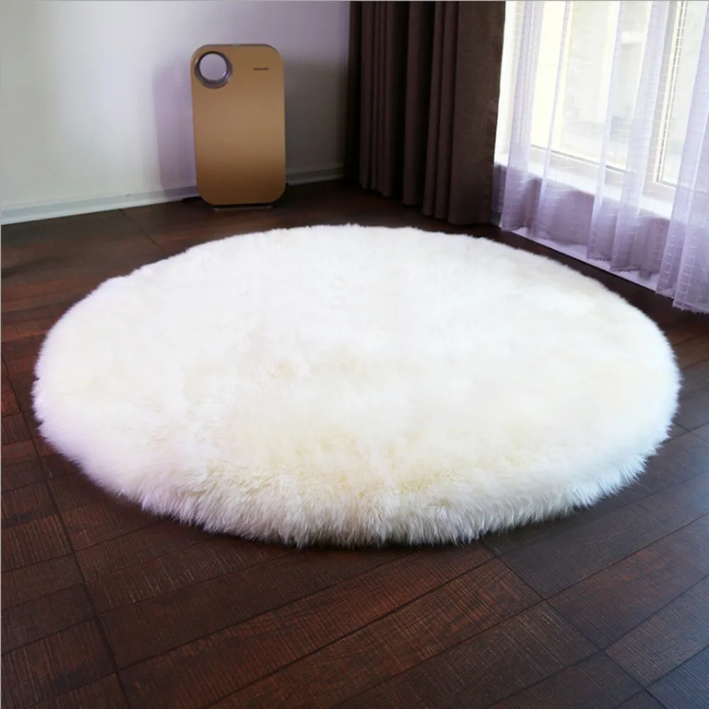 

45cm Soft Round Floor Mat Rug Soft Washable Artificial Sheepskin Fur Wool Carpets Rugs For Runner Floor Chairs Bed Home Decor