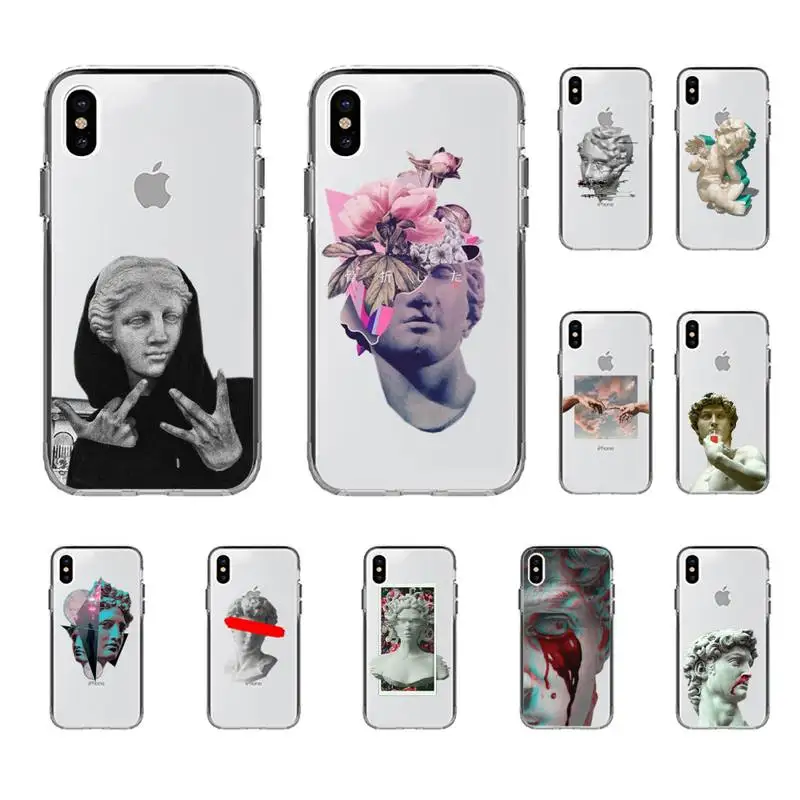 

TOPLBPCS statue David art Medusa Phone Case for iPhone 8 7 6 6S Plus X 5S SE 2020 XR 11 12mini pro XS MAX