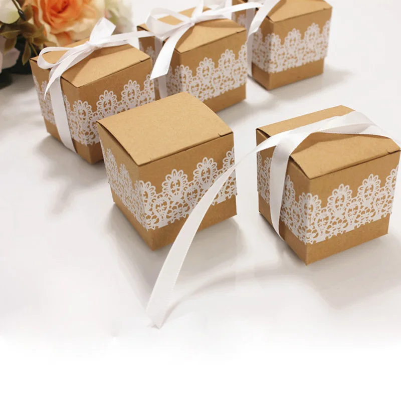 10/50/100 шт./лот крафт подарочная коробка для упаковки конфет Коробки Бумага с