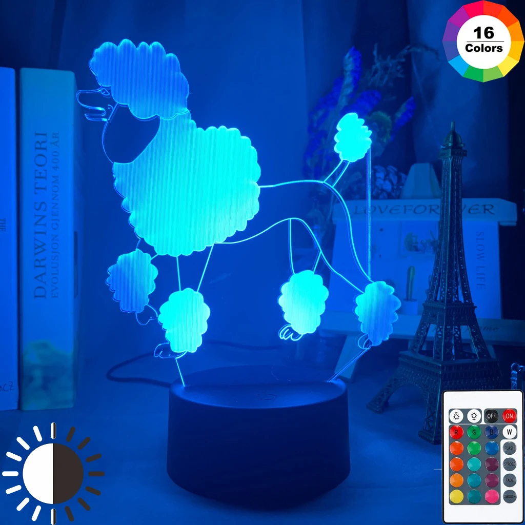 

Acrylic Led Night Light Dog Poodle Figure Nightlight for Kids Child Bedroom Sleep Lights Gift for Home Decor Table Lamp Caniche