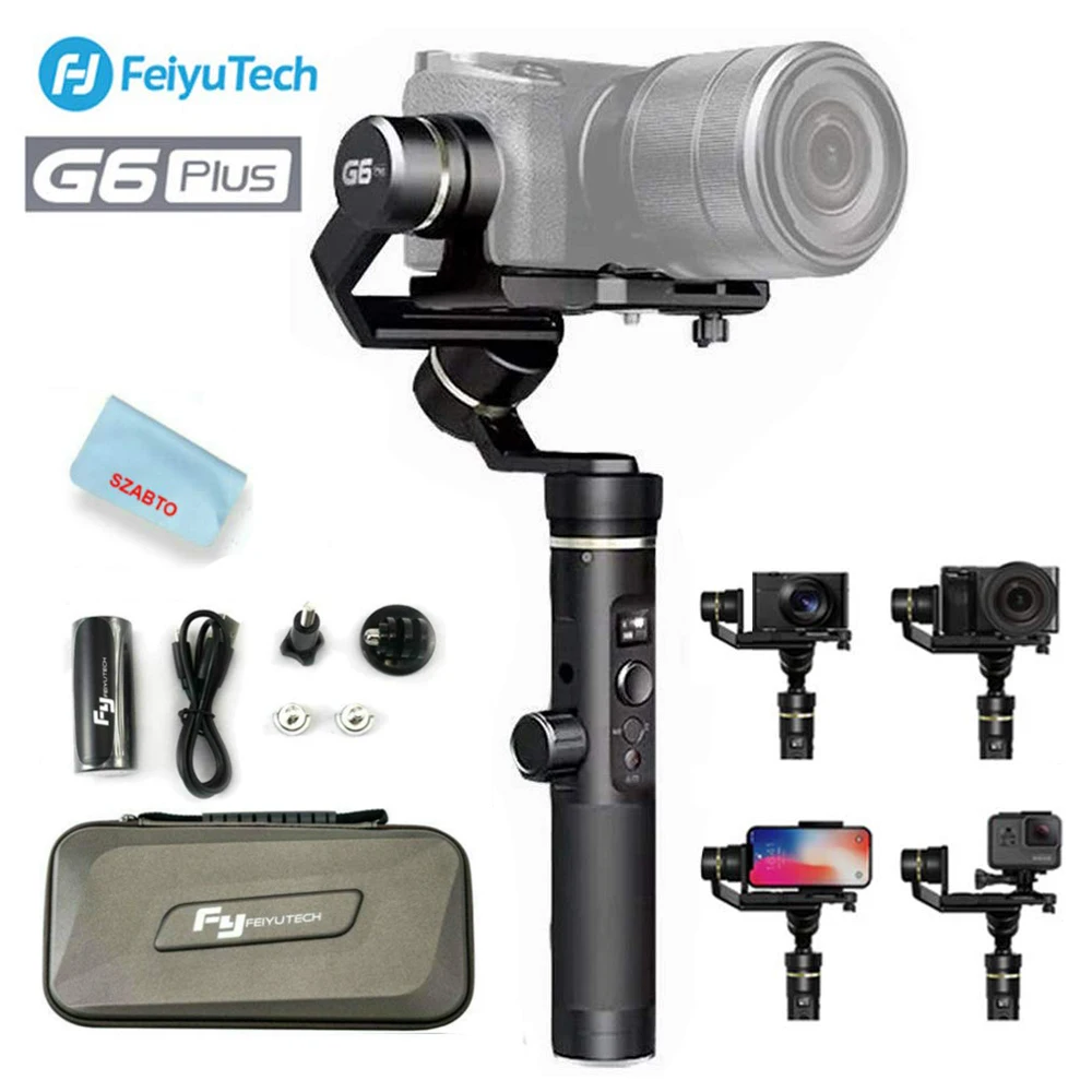 Feiyu G6 плюс 3-осевой ручной шарнирный стабилизатор для камеры GoPro для однообъективного цифрового зеркального Камера s Смартфон экшн-Камера в 800g защита от брызг