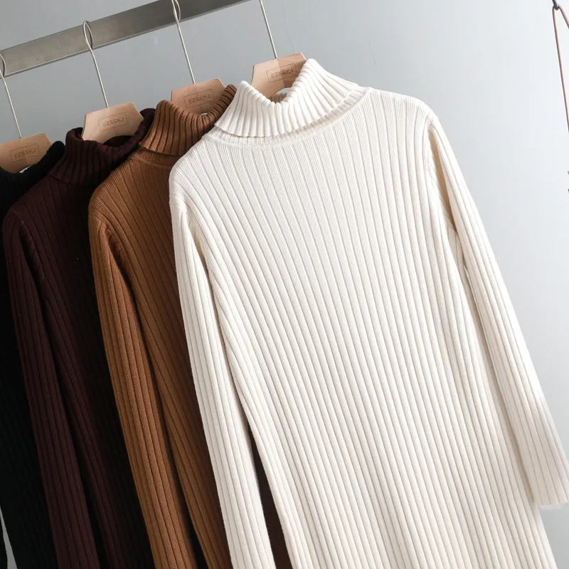 Платье Свитер женское длинное с отложным воротником на осень/зиму|Женские