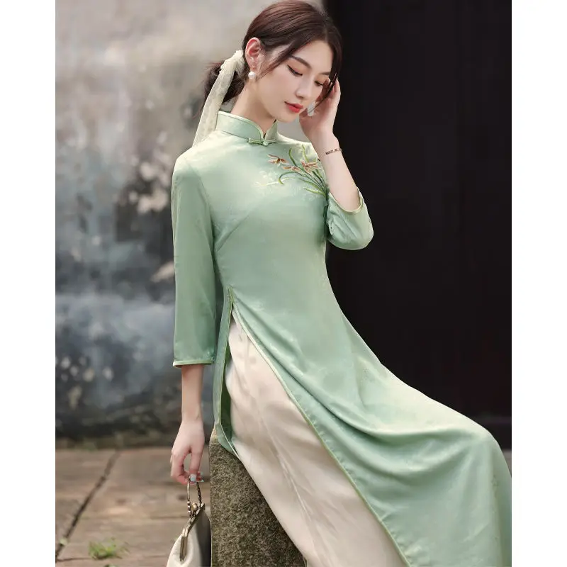 

Женское платье с длинным рукавом, улучшенное платье в китайском стиле ретро, Осень-зима 2021