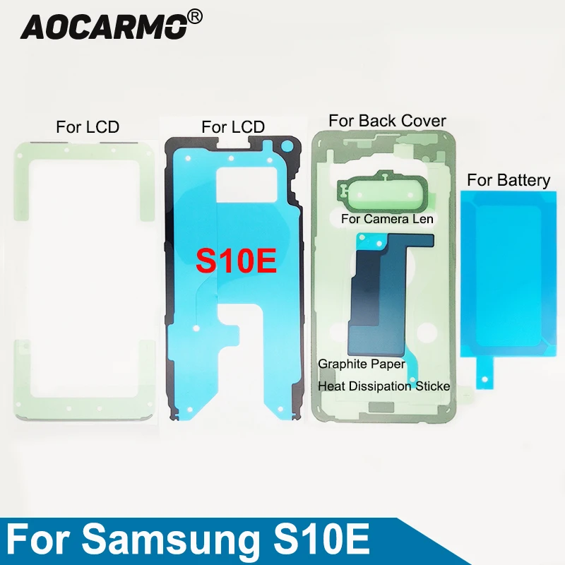 Aocarmo For Samsung Galaxy S10E SM-G9700 Full Set Adhesive LCD Screen Tape Back Battery Cover Frame Camera Lens Sticker Glue