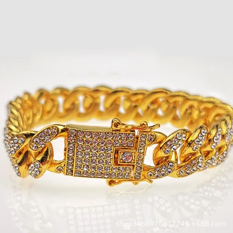 Цепочка Из кубинской цепи Майами для мужчин и женщин сверкающие браслеты