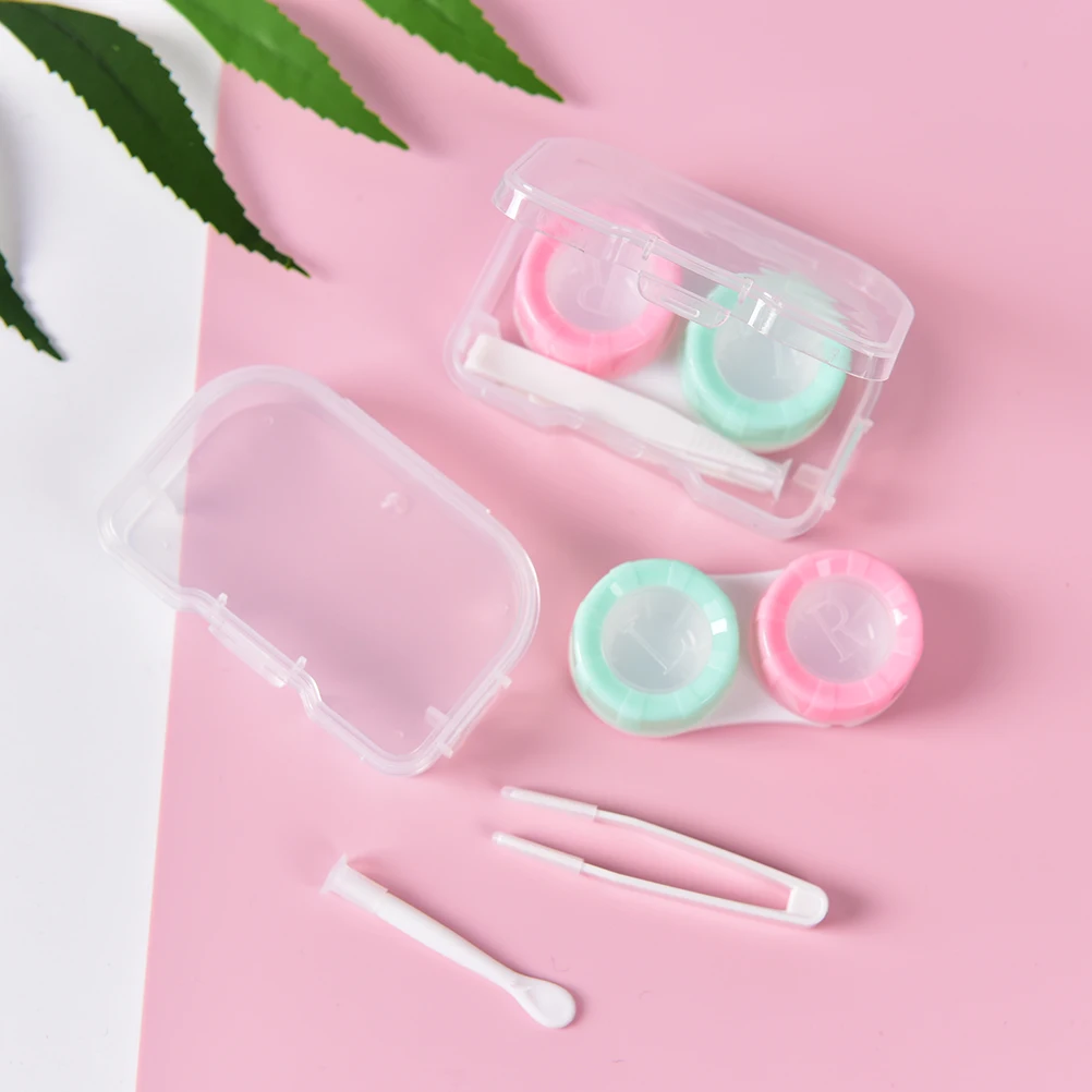 

Plastic Contact Lens Box Holder Portable Small mini Tweezer Stick Eyewear Bag Container Contact Lenses Soak Stora Random Color