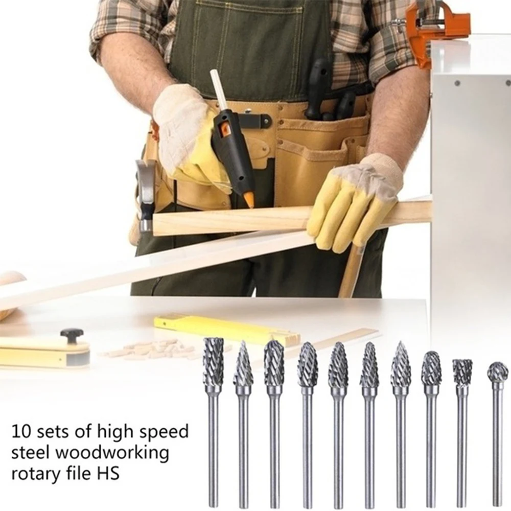

Silver Gold Woodworking Rotary File Woodworking Milling Cutter Pratical Carbide Milling Hand Carving Cutter Bits