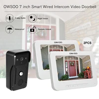 owsoo 7 inch wired video doorbell 2 indoor monitor with ir cut rainproof 1 outdoor camera visual two way intercom audio